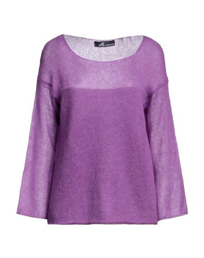 Annalisa Woman Sweater Mauve Size S Mohair Wool, Alpaca Wool, Polyamide In Purple