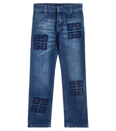 Givenchy Kids' 4g Mid-rise Straight Jeans In Blue