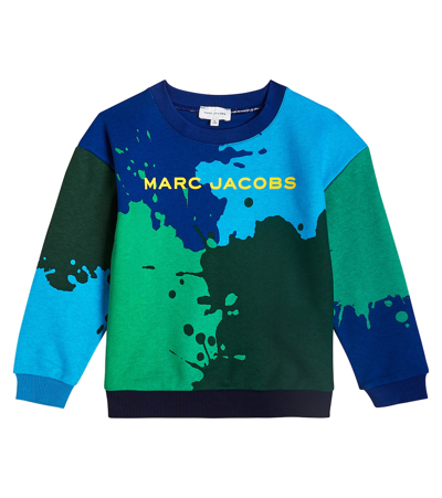 Marc Jacobs Kids' 泼漆效果印花圆领卫衣 In Blue