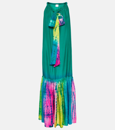 Anna Kosturova Tie-dye Printed Silk Maxi Dress In Multicoloured