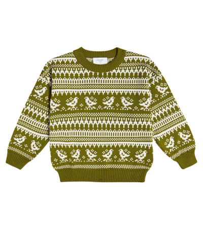 Paade Mode Kids' Intarsia Wool-blend Sweater In Green