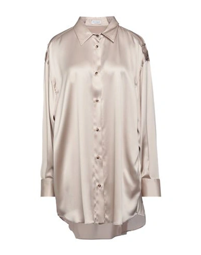 Brunello Cucinelli Woman Shirt Beige Size Xxs Silk, Elastane, Ecobrass