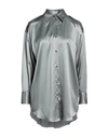 Brunello Cucinelli Woman Shirt Grey Size Xs Silk, Elastane, Ecobrass In Grey