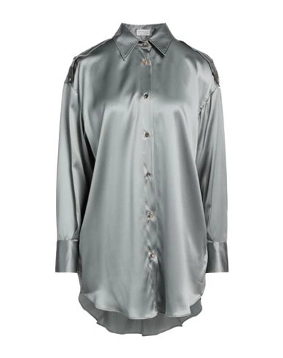 Brunello Cucinelli Woman Shirt Grey Size Xs Silk, Elastane, Ecobrass