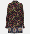 Etro Lange Seidenbluse Mit Print In Blue