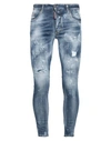 Dsquared2 Man Jeans Blue Size 36 Cotton, Elastomultiester, Elastane, Bovine Leather In Blue