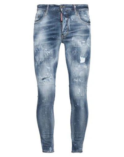 Dsquared2 Man Jeans Blue Size 38 Cotton, Elastomultiester, Elastane, Bovine Leather