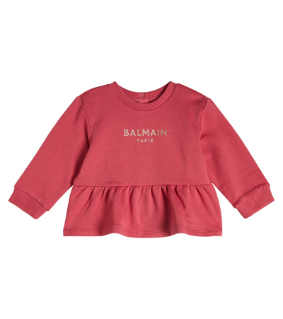 Balmain Baby Logo Cotton-blend Sweatshirt In Pink