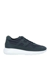 Hogan Man Sneakers Midnight Blue Size 7.5 Leather, Textile Fibers