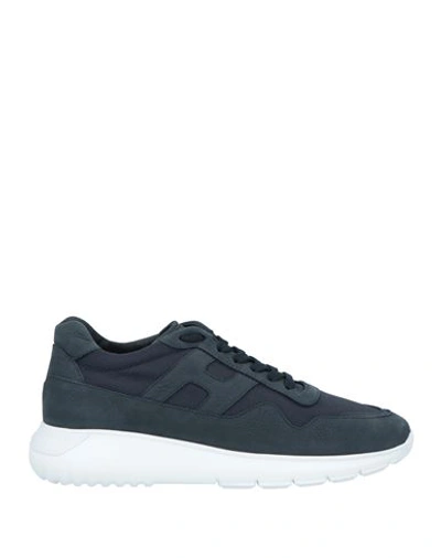 Hogan Man Sneakers Midnight Blue Size 7.5 Leather, Textile Fibers