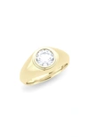 Hautecarat Round Brilliant Lab Created Diamond Signet Ring In 18k Yellow Gold