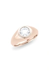 Hautecarat Round Brilliant Lab Created Diamond Signet Ring In 18k Rose Gold