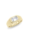 Hautecarat Emerald Cut Lab Created Diamond Signet Ring In 18k Yellow Gold