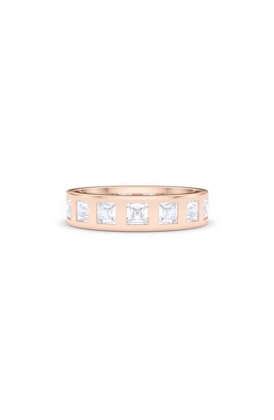 Hautecarat Asscher Cut Lab Created Diamond In The Band Ring In 18k Rose Gold