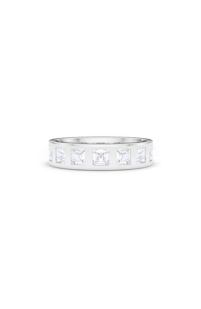 Hautecarat Asscher Cut Lab Created Diamond In The Band Ring In 18k White Gold