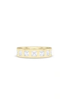 Hautecarat Asscher Cut Lab Created Diamond In The Band Ring In 18k Yellow Gold