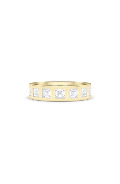 Hautecarat Asscher Cut Lab Created Diamond In The Band Ring In 18k Yellow Gold