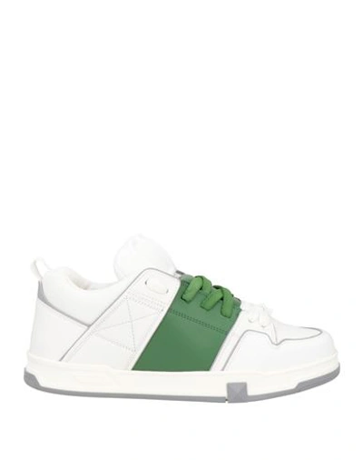 Valentino Garavani Man Sneakers White Size 7.5 Soft Leather, Textile Fibers
