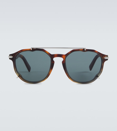 Dior Blacksuit Ri Round Sunglasses In Brown