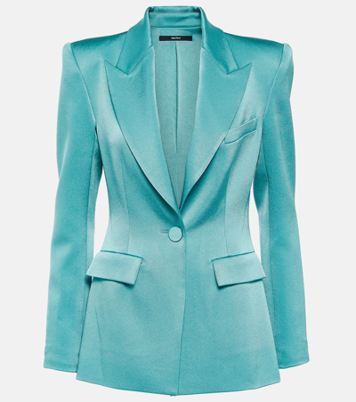 Alex Perry Aro Satin Single-breasted Blazer In Blue