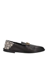 Ferragamo Man Loafers Black Size 8.5 Calfskin, Textile Fibers In Black