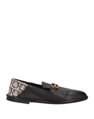 Ferragamo Man Loafers Black Size 8.5 Calfskin, Textile Fibers