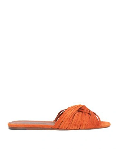 Michel Vivien Woman Sandals Orange Size 11 Soft Leather
