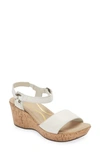 Naot Caveran Platform Wedge Sandal In Teal Linen Leather