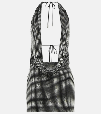 David Koma Cowl Neck Embellished Minidress In Silver