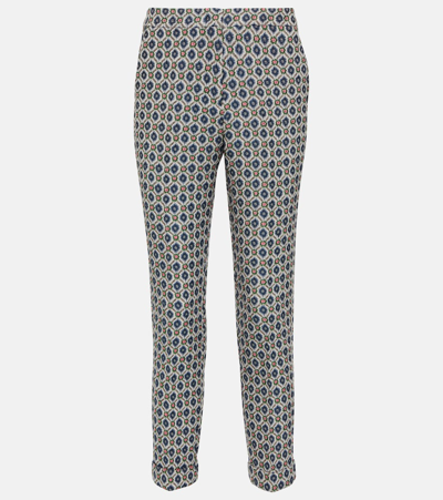 Etro Floral-print Tailored Trousers In Navy