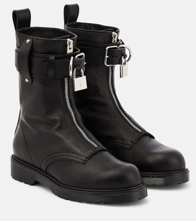 Jw Anderson Lock Leather Combat Boots In Black
