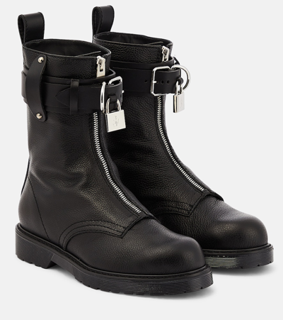 Jw Anderson Black Padlock Combat Boots