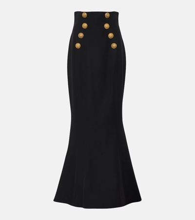 Balmain Flared Maxi Skirt In Black