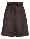 Hc  Holy Caftan Hc Holy Caftan Woman Shorts & Bermuda Shorts Dark Brown Size 8 Linen
