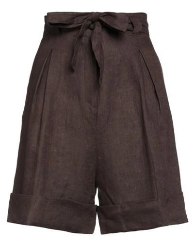Hc  Holy Caftan Hc Holy Caftan Woman Shorts & Bermuda Shorts Dark Brown Size 8 Linen