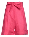 Hc  Holy Caftan Hc Holy Caftan Woman Shorts & Bermuda Shorts Fuchsia Size 6 Linen In Pink