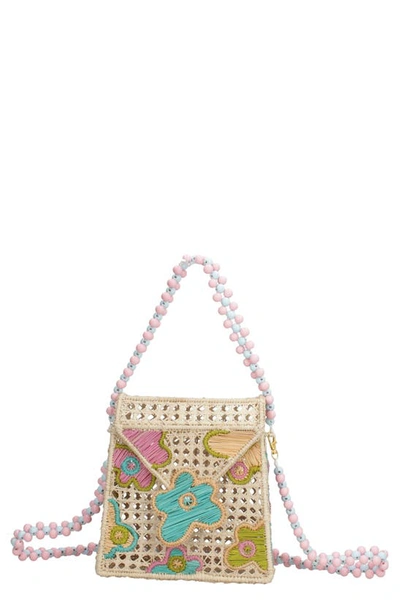Mercedes Salazar Pure Magic Jardin Raffia Handbag In Light Pink