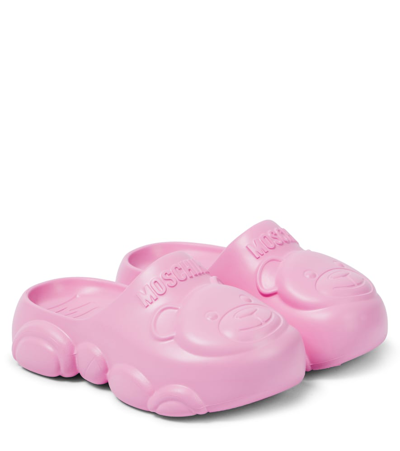 Moschino Kids' Logo Clogs In Pink