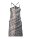 MISSONI MISSONI WOMAN MINI DRESS SILVER SIZE 6 VISCOSE, CUPRO, POLYESTER