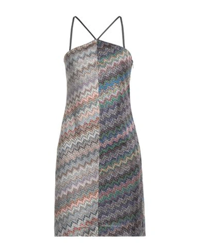 Missoni Woman Mini Dress Silver Size 10 Viscose, Cupro, Polyester