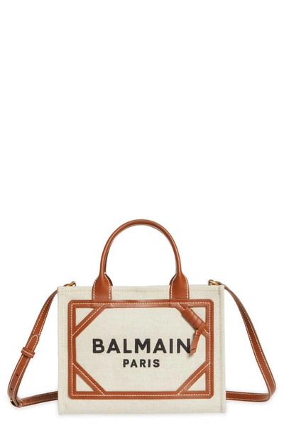 Balmain B Army Small Shopper Tote Bag In Gem Natural/ Brown