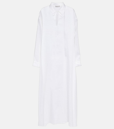 Asceno Linen Midi Dress In White