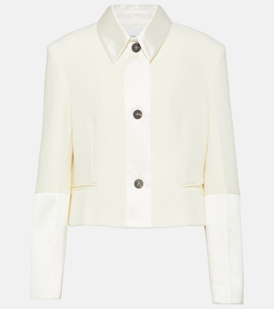 Ferragamo Silk-trim Tweed Crop Jacket In White