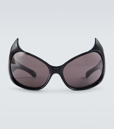 Balenciaga Black Gotham Cat Sunglasses In Black-black-grey