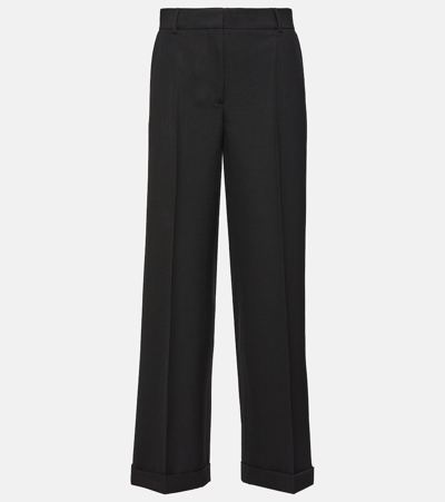 Totême Straight Wool-blend Trousers In Black