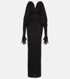 SAINT LAURENT DRAPED GLOVED GOWN