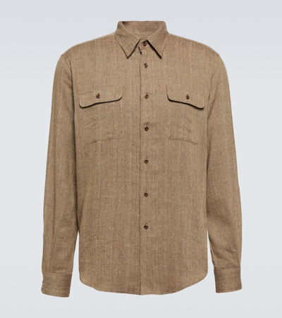 Ralph Lauren Purple Label Men's Linen & Silk-blend Button-front Shirt In Brown