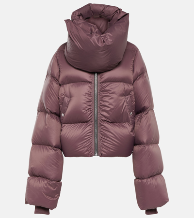 Rick Owens Funnel-neck Short Puffer Coat In Purple