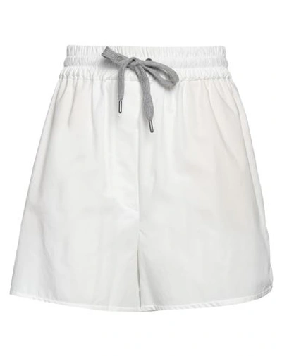 Brunello Cucinelli Woman Shorts & Bermuda Shorts White Size 8 Cotton, Ecobrass