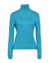 Aragona Woman Turtleneck Azure Size 12 Wool In Blue